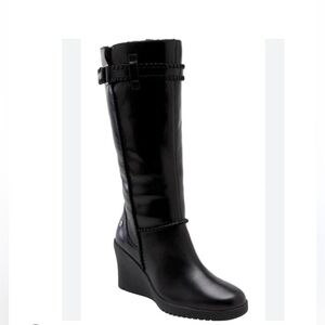 UGG Maxene Leather Boots, Black, Size 8